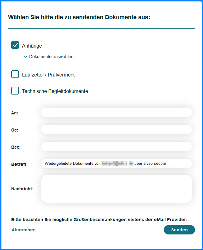 Weiterleitung einer Nachricht via eMail b