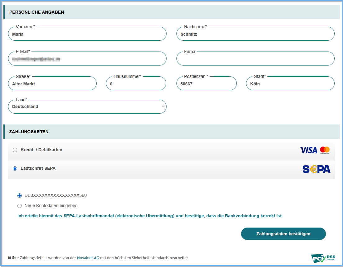Zahlungsdaten einsehen b